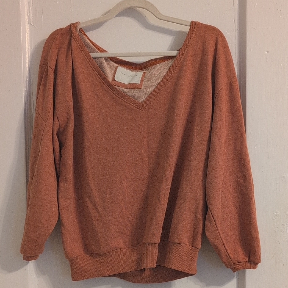 Anthropologie Super soft Grey State Women's knit V-Neck Sweater - Rust